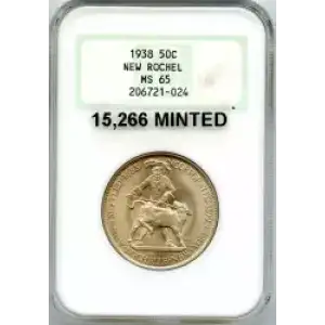 Classic Commemorative Silver--- New Rochelle, New York, 250th Anniversary 1938 -Silver- 0.5 Dollar (3)