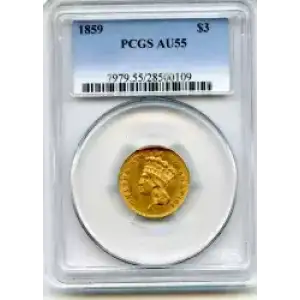 Three Dollar Gold Pieces---Indian Princess Head 1854-1889 -Gold- 3 Dollar (3)