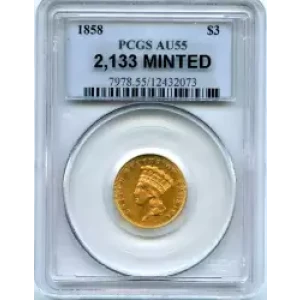 Three Dollar Gold Pieces---Indian Princess Head 1854-1889 -Gold- 3 Dollar (3)