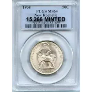 Classic Commemorative Silver--- New Rochelle, New York, 250th Anniversary 1938 -Silver- 0.5 Dollar (3)