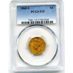 Three Dollar Gold Pieces---Indian Princess Head 1854-1889 -Gold- 3 Dollar (3)