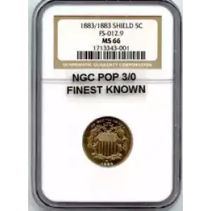 Nickel Five Cent Pieces-Shield 1866-1883 (3)