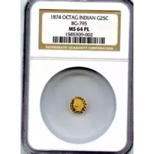 Territorial Gold -California Small Denomination Gold-Quarter Dollar Octagonal-Indian Head -Gold- 0.25 Dollar (3)