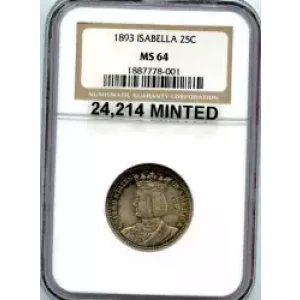 Classic Commemorative Silver--- World's Columbian Exposition, Isabella Quarter 1893-Silver- 0.25 Dollar (3)