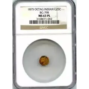 Territorial Gold -California Small Denomination Gold-Quarter Dollar Octagonal-Indian Head -Gold- 0.25 Dollar (3)