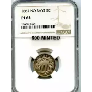 Nickel Five Cent Pieces-Shield 1866-1883 (3)