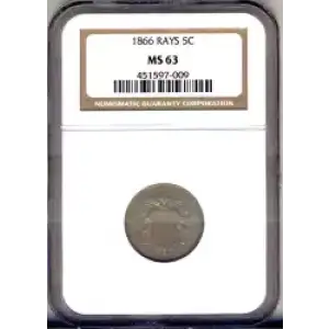 Nickel Five Cent Pieces-Shield 1866-1883 (3)