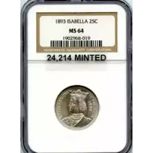Classic Commemorative Silver--- World's Columbian Exposition, Isabella Quarter 1893-Silver- 0.25 Dollar (3)