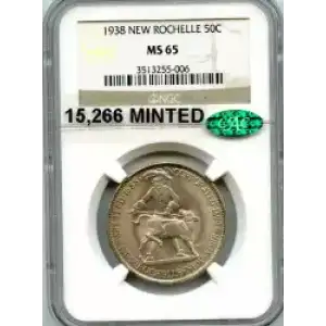 Classic Commemorative Silver--- New Rochelle, New York, 250th Anniversary 1938 -Silver- 0.5 Dollar (3)