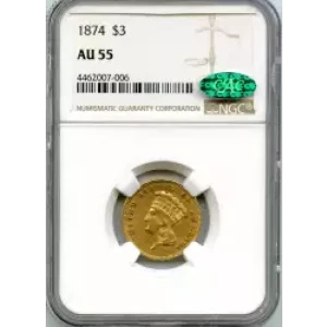 Three Dollar Gold Pieces---Indian Princess Head 1854-1889 -Gold- 3 Dollar (3)