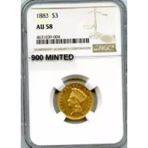 Three Dollar Gold Pieces---Indian Princess Head 1854-1889 -Gold- 3 Dollar (3)