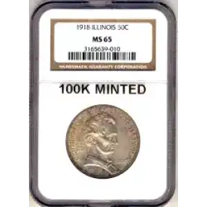 Classic Commemorative Silver--- Illinois Centennial 1918 -Silver- 0.5 Dollar (3)