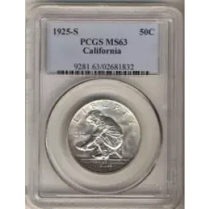 Classic Commemorative Silver--- California Diamond Jubilee 1925 -Silver- 0.5 Dollar (3)