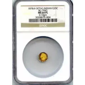 Territorial Gold -California Small Denomination Gold-Quarter Dollar Octagonal-Indian Head -Gold- 0.25 Dollar (3)