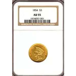 Three Dollar Gold Pieces---Indian Princess Head 1854-1889 -Gold- 3 Dollar (3)