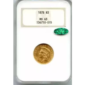 Three Dollar Gold Pieces---Indian Princess Head 1854-1889 -Gold- 3 Dollar (3)