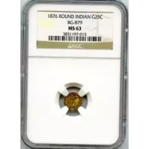Territorial Gold -California Small Denomination Gold-Quarter Dollar Round-Indian Head -Gold- 0.25 Dollar (3)