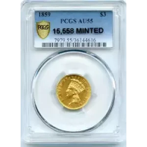 Three Dollar Gold Pieces---Indian Princess Head 1854-1889 -Gold- 3 Dollar (3)