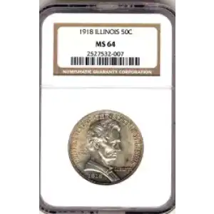 Classic Commemorative Silver--- Illinois Centennial 1918 -Silver- 0.5 Dollar (3)