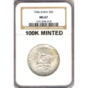 Classic Commemorative Silver--- Iowa Centennial 1946 -Silver- 0.5 Dollar (3)