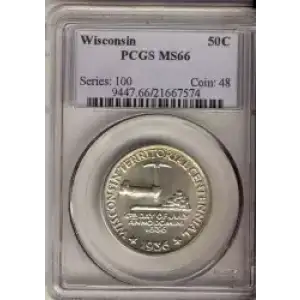 Classic Commemorative Silver--- Wisconsin Territorial Centennial 1936 -Silver- 0.5 Dollar (3)