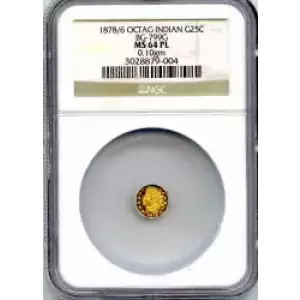 Territorial Gold -California Small Denomination Gold-Quarter Dollar Octagonal-Indian Head -Gold- 0.25 Dollar (3)