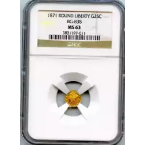 Territorial Gold -California Small Denomination Gold-Quarter Dollar Round-Liberty Head -Gold- 0.25 Dollar (3)