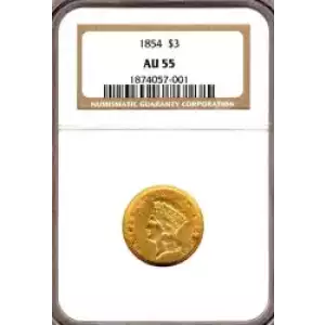 Three Dollar Gold Pieces---Indian Princess Head 1854-1889 -Gold- 3 Dollar (3)