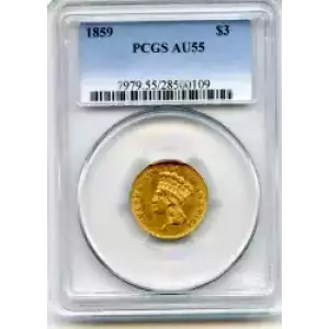 Three Dollar Gold Pieces---Indian Princess Head 1854-1889 -Gold- 3 Dollar (3)