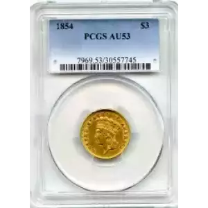 Three Dollar Gold Pieces---Indian Princess Head 1854-1889 -Gold- 3 Dollar (3)