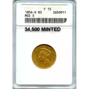 Three Dollar Gold Pieces---Indian Princess Head 1854-1889 -Gold- 3 Dollar (3)