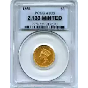 Three Dollar Gold Pieces---Indian Princess Head 1854-1889 -Gold- 3 Dollar (3)