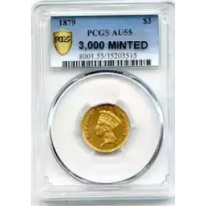 Three Dollar Gold Pieces---Indian Princess Head 1854-1889 -Gold- 3 Dollar (3)