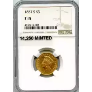 Three Dollar Gold Pieces---Indian Princess Head 1854-1889 -Gold- 3 Dollar (3)