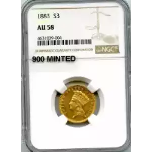 Three Dollar Gold Pieces---Indian Princess Head 1854-1889 -Gold- 3 Dollar (3)