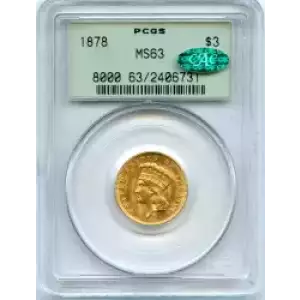 Three Dollar Gold Pieces---Indian Princess Head 1854-1889 -Gold- 3 Dollar (3)